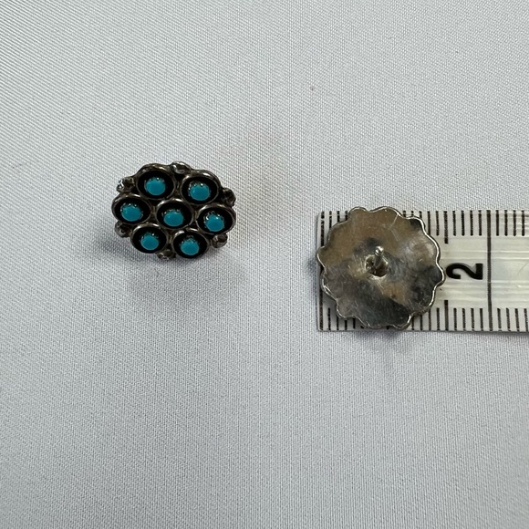 Vintage Old Pawn Zuni Turquoise Earrings - Picture 5 of 7